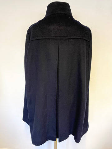 PURE COLLECTION ALAINA NAVY BLUE 100% WOOL CAPE SIZE 16