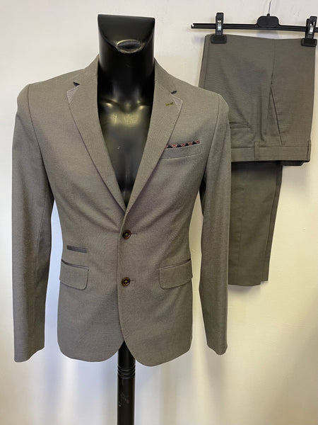 TED BAKER FARAMIR GREY FLECK COTTON BLEND SINGLE BREASTED SUIT SIZE 2 FIT 38/30