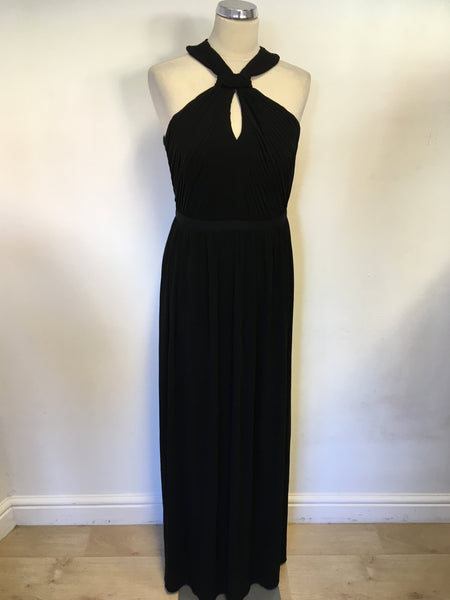 COAST BLACK PLEATED TOP LONG MAXI DRESS SIZE 12