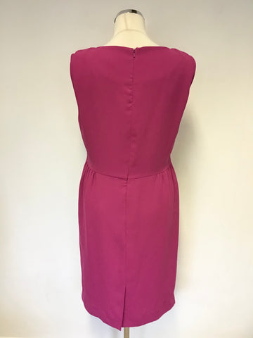JAEGER RASPBERRY PINK SLEEVELESS SHIFT DRESS SIZE 12