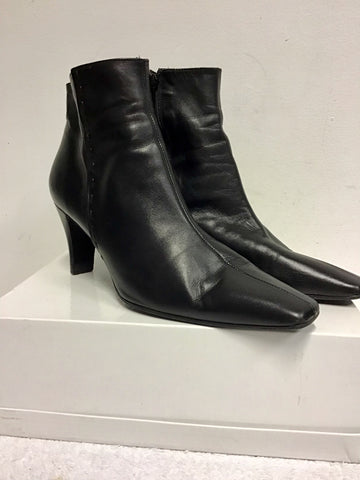 FOLIO BLACK LEATHER ANKLE BOOTS SIZE 5/38