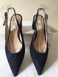 LK BENNETT NAVY BLUE SUEDE SLINGBACK HEELS SIZE 7/40