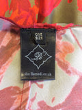 THE REMEDI RED,GREEN & PINK SHADES FLORAL PRINT SILK TUNIC TOP ONE SIZE