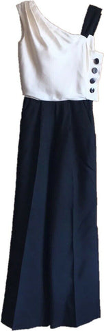 REISS JAMILIA BLACK & IVORY SILK TOP TUXEDO JUMPSUIT SIZE 14