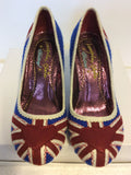 BRAND NEW EX DISPLAY IRREGULAR CHOICE UNION JACK HEELS SIZE 5 38