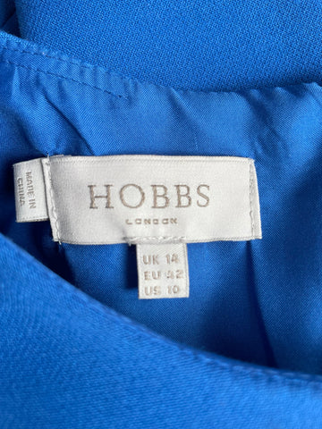 HOBBS BLUE SHORT SLEEVED FIT & FLARE DRESS SIZE 14