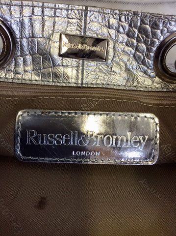 RUSSELL & BROMLEY SILVER CROC CHAIN STRAP HAND/SHOULDER BAG
