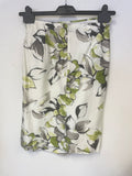 MINUET GREEN & WHITE FLORAL PRINT SKIRT & JACKET SUIT SIZE 10
