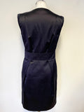 JIGSAW NAVY BLUE SLEEVELESS BOW TRIM SPECIAL OCCASION DRESS SIZE 10