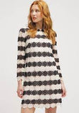 LK BENNETT CLAUDINE BLACK & CREAM CROCHET LONG SLEEVE SHIFT DRESS SIZE 8