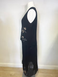 NITYA BLACK EMBROIDERED LONG SKIRT & SLEEVELESS TOP SET SIZE 46 UK 18