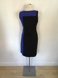 KAREN MILLEN BLACK & BLUE SLEEVELESS PENCIL DRESS SIZE 12