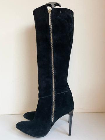 FRENCH CONNECTION MOLLY BLACK SUEDE KNEE LENGTH BOOTS SIZE 5/38