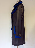 JOSEPH RIBKOFF DARK GREY & BLUE TRIMS OCCASION COAT SIZE 14