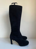 HOBBS BLACK SUEDE KNEE LENGTH HEELED BOOTS SIZE 5/38