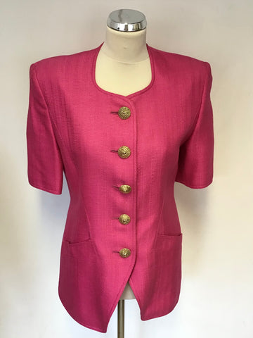 WINDSMOOR FUSHIA PINK SHORT SLEEVE JACKET & PENCIL SKIRT SUIT SIZE 8/10