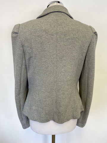OUI COLLECTION GREY COTTON JERSEY LONG SLEEVE FITTED JACKET SIZE 14