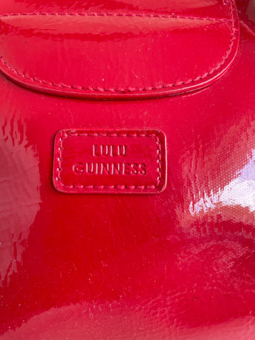 BRAND NEW LULU GUINESS RED PATENT LEATHER SHOULDER/ TOTE BAG