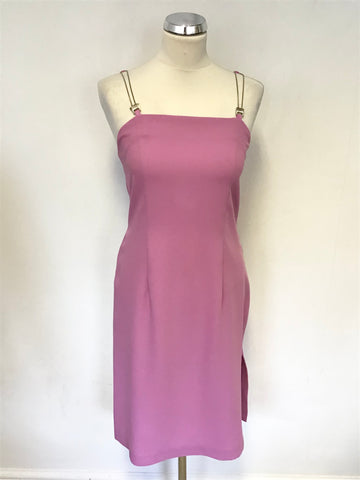 MANIGANCE PARIS PINK STRAPPY PENCIL DRESS & JACKET SPECIAL OCCASION SUIT SIZE 40 UK 12