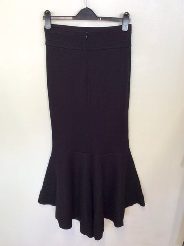 GIORGIO ARMANI BLACK WOOL LONG TRUMPET HEM SKIRT SIZE 8