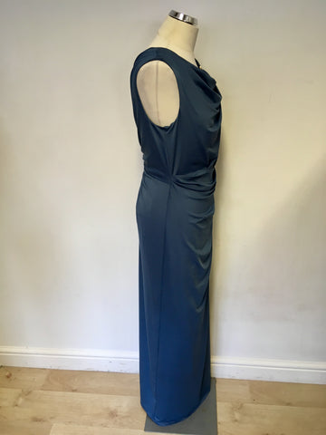 BRAND NEW PHASE EIGHT TEAL DRAPED LONG EVENING DRESS SIZE 16
