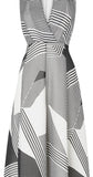 LK BENNETT NATASHA BLACK & WHITE STRIPED SILK FIT & FLARE MIDI DRESS SIZE 8