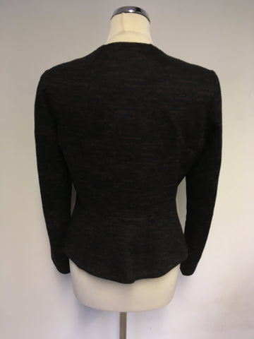 HOBBS BROWN & BLACK PRINT WOOL BLEND ZIP UP JACKET & SKIRT SIZE 12/14