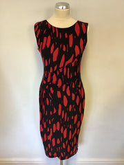 PHASE EIGHT BLACK & RED PRINT STRETCH DRESS SIZE 10