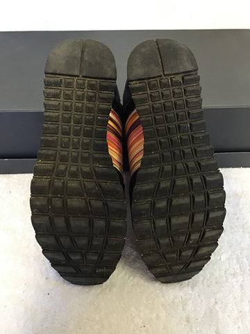 PAUL SMITH NAVY BLUE SUEDE & LEATHER MULTI COLOURED STRIPE TRAINERS SIZE 6/39