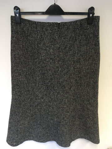 HOBBS BLACK & WHITE MARL WOOL & CASHMERE SKIRT SIZE 14