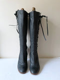 MARC JACOBS DARK GREY LEATHER LACE UP KNEE LENGTH HEELED BOOTS SIZE 6/39