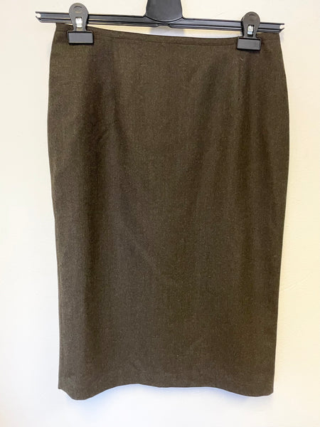 MULBERRY BROWN WOOL PENCIL SKIRT SIZE 10