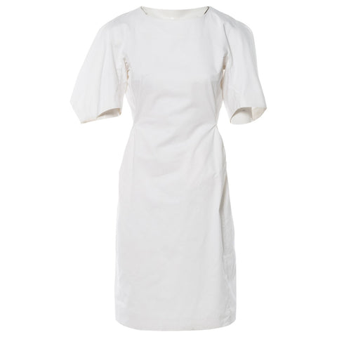 JILL SANDER WHITE COTTON SHORT WIDE SLEEVE DRESS SIZE 36 UK 8 FIT UK 10/12