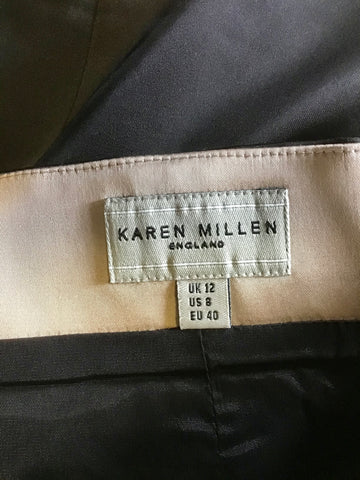 KAREN MILLEN BLACK MATT SATIN PENCIL SKIRT SIZE 12