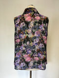 HOBBS MULTI COLOURED FLORAL PRINT SLEEVELESS BLOUSE SIZE 16