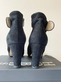 HOBBS BLACK SUEDE BUCKLE TRIM HEELED ANKLE BOOTS SIZE 8/42