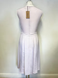 BRAND NEW JAEGER PALE LILAC PLEATED TRIM FIT & FLARE DRESS SIZE 8