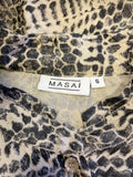 MASAI BLACK & CREAM PRINT LONG SLEEVE COLLARLESS SHIRT SIZE S