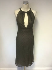 ELSPETH GIBSON BLACK SPOT LACE OVER CREAM SILK SPECIAL OCCASION DRESS SIZE 10