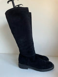 HOBBS BLACK SUEDE KNEE LENGTH FLAT BOOTS SIZE 5/38