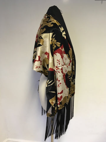 MARKS & SPENCER MULTI COLOURED  FLORAL PRINT FRINGED WRAP/ SCARF