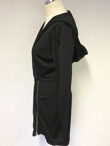 & OTHER STORIES BLACK HOODED LONG SLEEVE MINI DRESS SIZE 10
