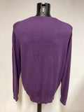 CREW CLOTHING PURPLE V NECK LONG SLEEVE 100% COTTON JUMPER SIZE XL