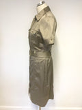 STAR BY JULIEN MACDONALD KHAKI SHADE BELTED SHORT SLEEVE SHIRT DRESS SIZE 14