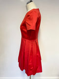 JAEGER BOUTIQUE RED COTTON SHORT SLEEVE FIT & FLARE DRESS SIZE 10