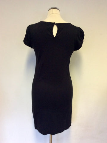 TED BAKER BLACK & WHITE FRILL TRIM STRETCH PENCIL DRESS SIZE 2 UK 10/12