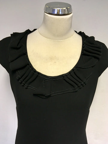 PLANET BLACK PLEATED SCOOP NECKLINE CAP SLEEVE SHIFT DRESS SIZE 8