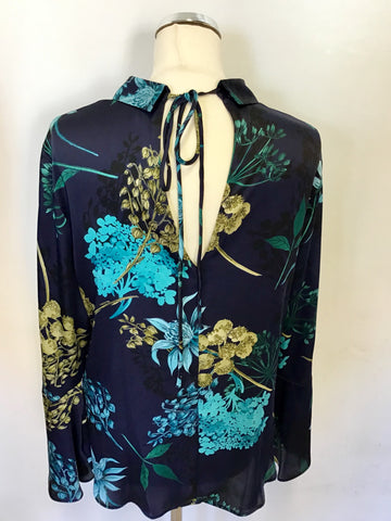 BRAND NEW MARKS & SPENCER AUTOGRAPH NAVY MIX FLORAL PRINT BLOUSE SIZE 10