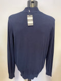 BRAND NEW CREW CLOTHING NAVY BLUE ZIP UP KNIT CARDIGAN SIZE XXL