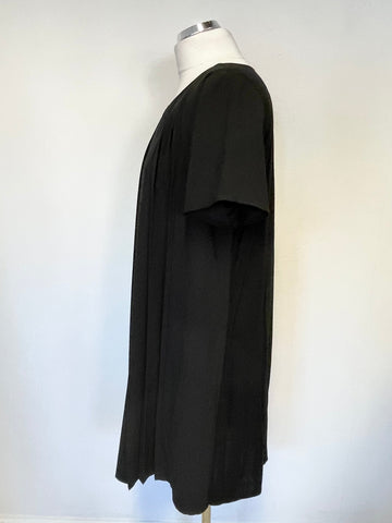FRENCH CONNECTION BLACK SHORT SLEEVE PLEATED FRONT SHIFT DRESS SIZE 14